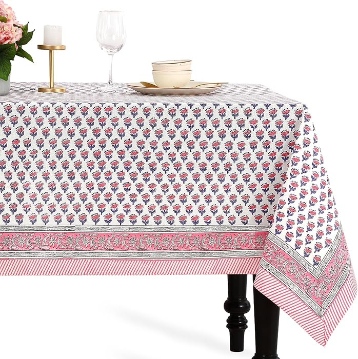 CPC Tablecloth 100% Cotton 60x60 Inch Indian Block Print Square Table Cover, Table Cloth for Wedd... | Amazon (US)