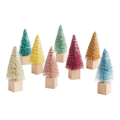 Mini Pastel Bottlebrush Tree Decor 8 Pack | World Market
