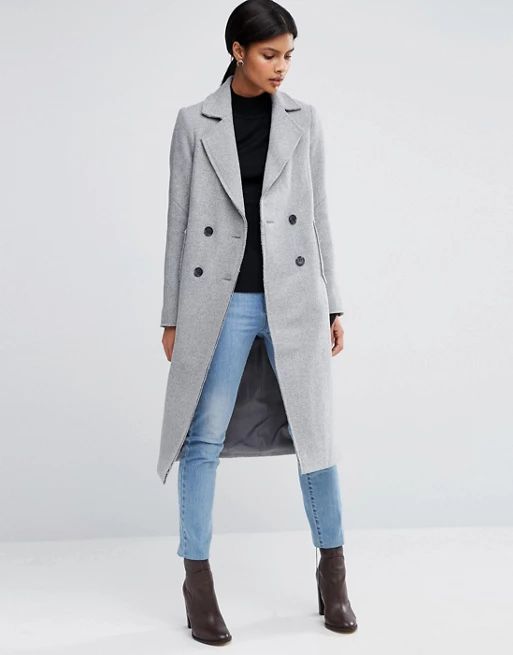 ASOS Wool Blend Coat with Raw Edges and Pocket Detail | ASOS US