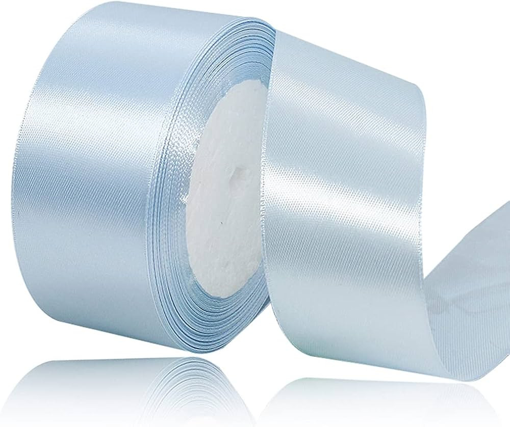 Solid Color Light Blue Satin Ribbon, 1-1/2 Inches x 25 Yards Fabric Satin Ribbon for Gift Wrappin... | Amazon (US)