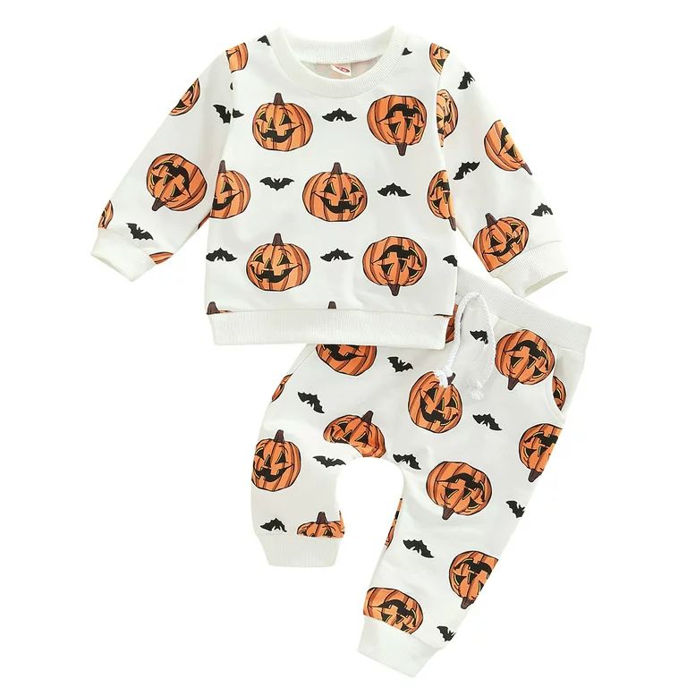 Kids Toddler Infant Baby Boys Girls Fall Outfit Halloween Pumpkin Pullover Sweatshirt Top Shirt+P... | Walmart (US)