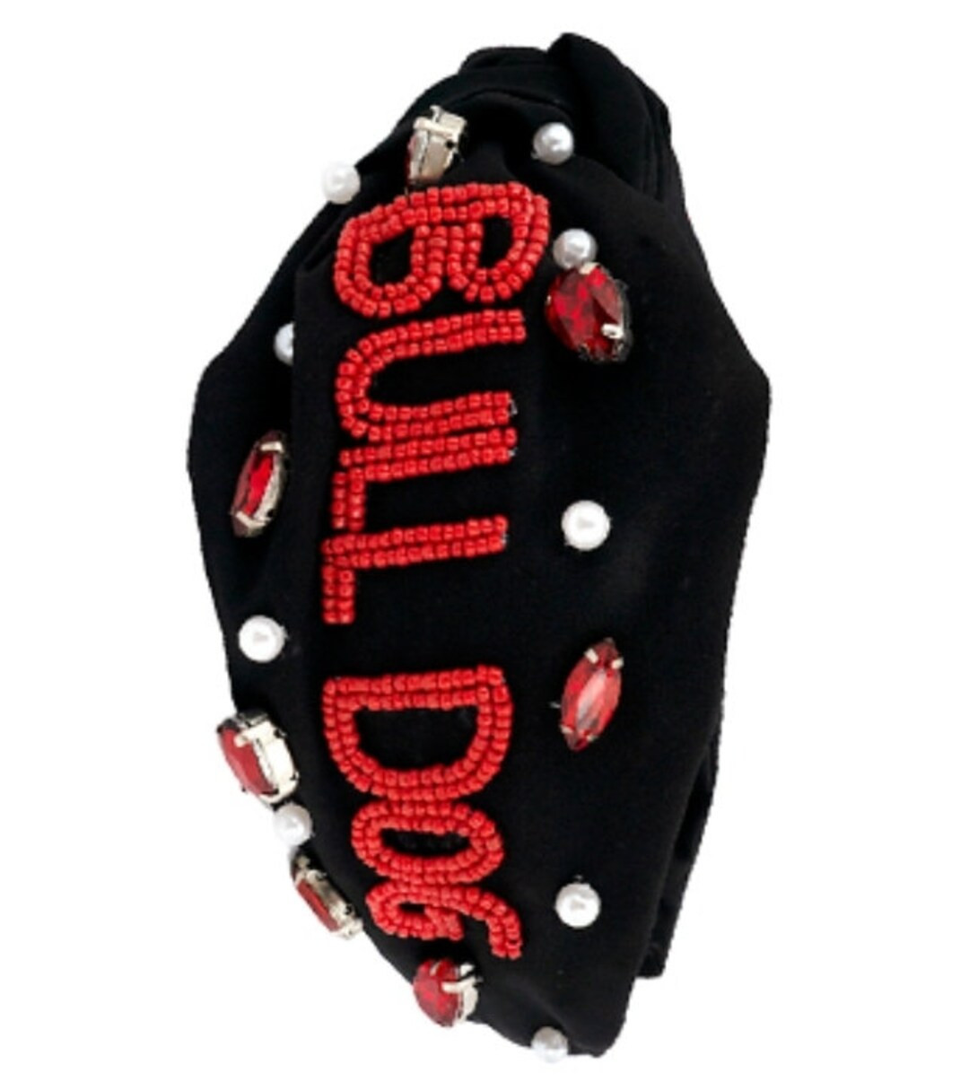 Luxury Beaded Gameday Headbands Black and Red Bulldog - Etsy | Etsy (US)