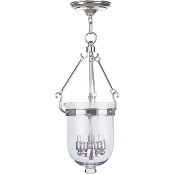 Livex Lighting 5063-35 Jefferson 3-Light Hanging Lantern, Polished Nickel | Amazon (US)