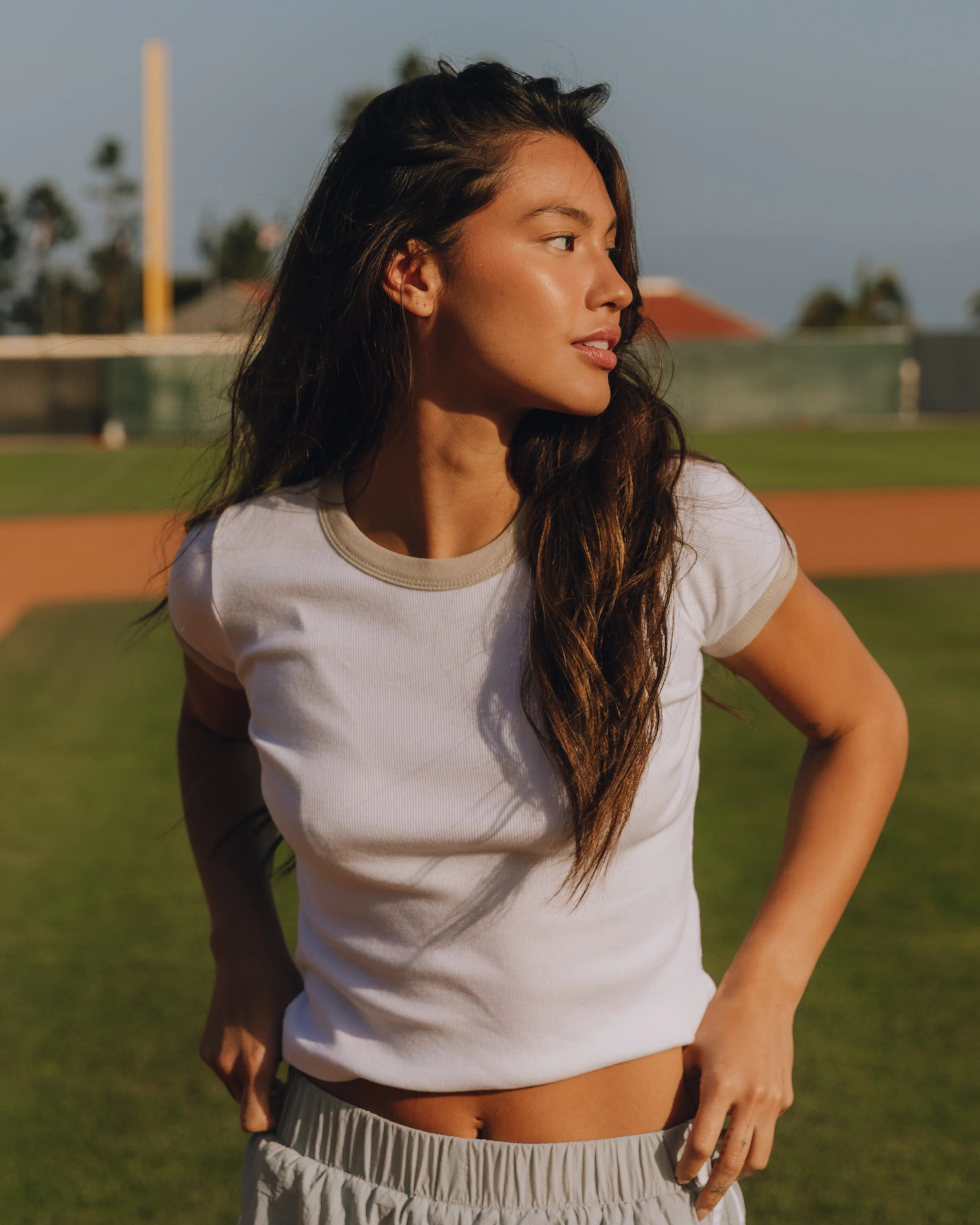 Ribbed Baby Tee - White & Congress | Daily Drills