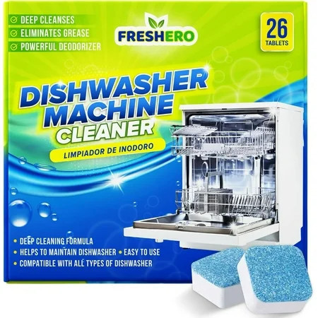 Dishwasher Cleaner and Deodorizer Tablets 26-Pack, Deep Cleaning Descaler for Dishwasher Machine, Heavy Duty, Septic Safe, Removes Grease & Build-ups, 1 Year of Cleaning Supplies (No Scent) | Walmart (US)