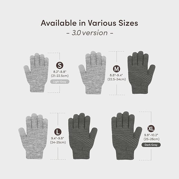 Moshi Digits Winter Touchscreen Gloves, Warm Knit Gloves with 4 Sizes:S/M/L/XL | Amazon (US)