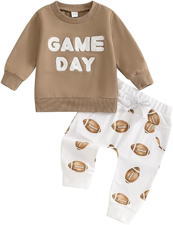 Kislio Infant Toddler Baby Boy Clothes Set Game Day Football Long Sleeve Pullover Sweatshirt Pant... | Amazon (US)
