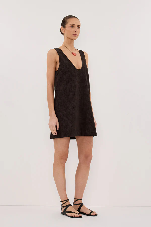 OAKLAND CHOC FAUX SUEDE MINI DRESS | DISSH