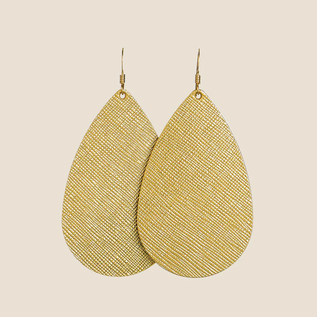 Gold Leaf Teardrops | Nickel and Suede