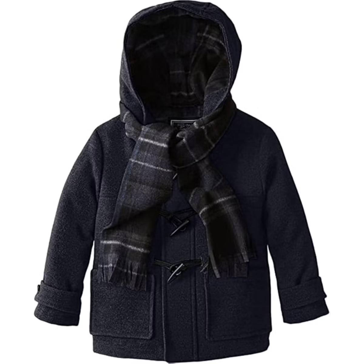 Rothschild Toddler Boys' Hooded Faux Wool Toggle Coat with Scarf, Midnight, 3T | Target