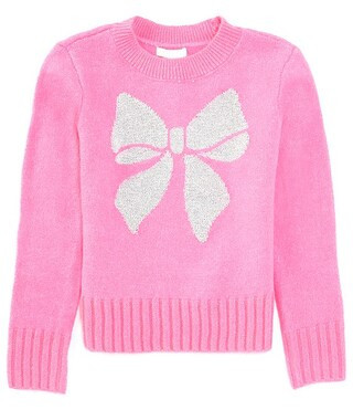 Big Girls 7-16 Long Sleeve Glitter Bow Sweater | Dillard's