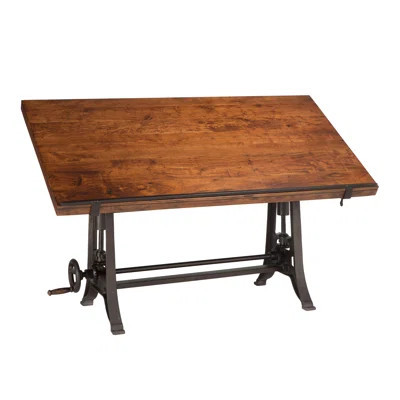 Industrial Loft Reclaimed Teak Wood Drafting Table | Wayfair North America