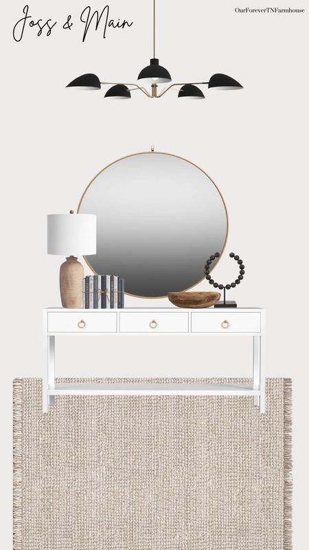 Joss & Main entryway inspiration. Console table, area rug, mirror, chandelier, decor, and more.

#LTKhome