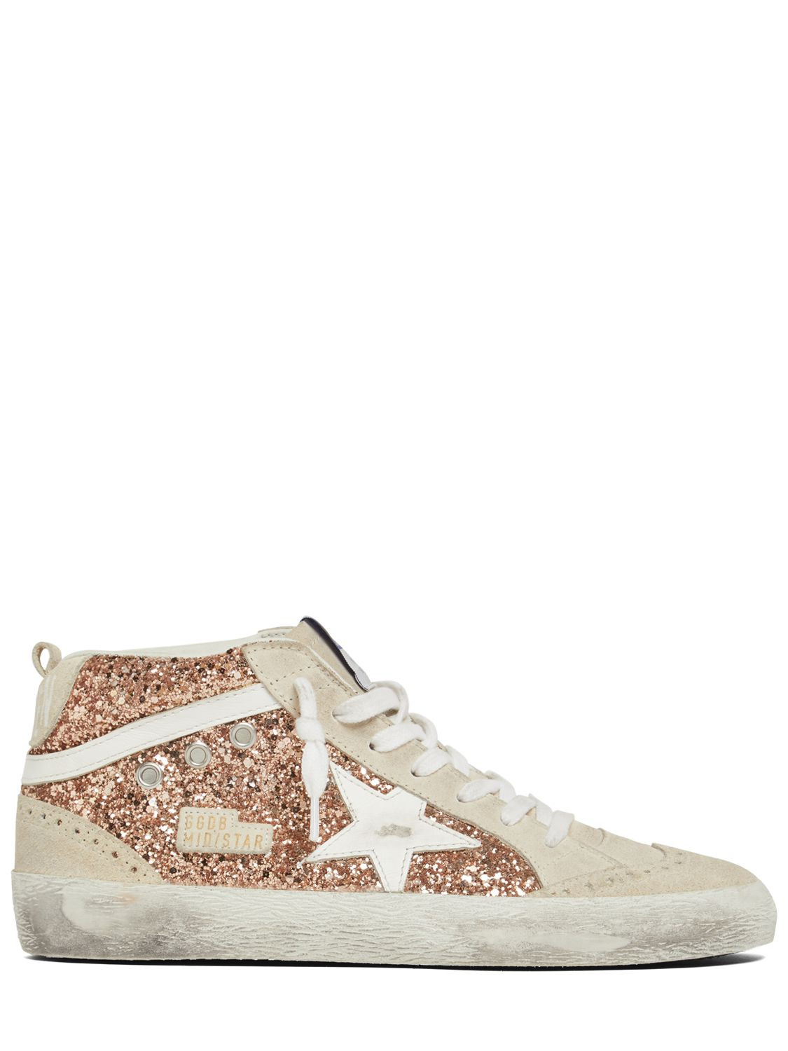 20mm Mid Star Glittered Leather Sneakers | Luisaviaroma