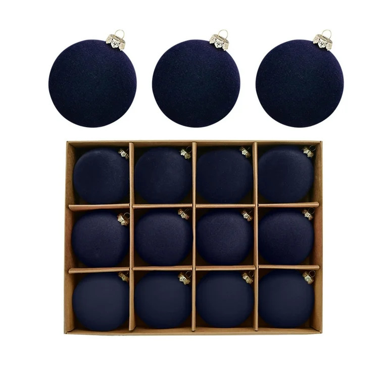 ZhyrZng Christmas Burgundy Ball Christmas Ornaments 12PC Velvet Christmas Balls Flocked Christmas... | Walmart (US)