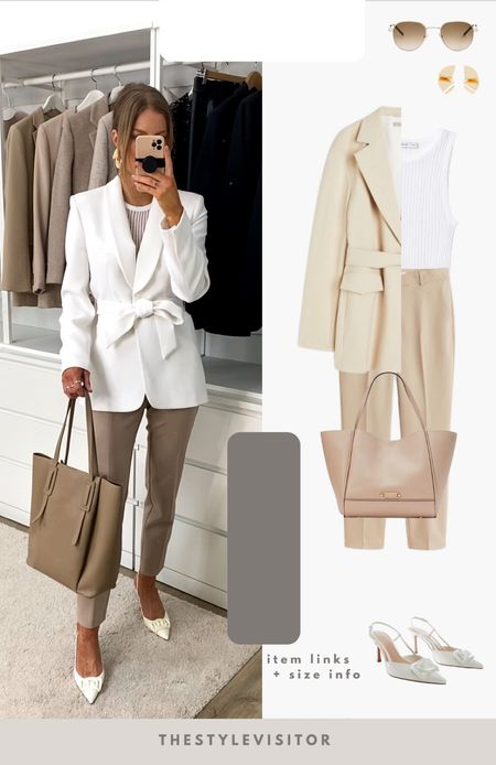 Love this workwear outfit so much! I linked a dupe for the belted blazer and also linked some different cream trousers. Sized up to 34 in trousers they run small. Read the size guide/size reviews to pick the right size.

Leave a 🖤 to favorite this post and come back later to shop

#work outfit #workwear #officewear 

#LTKworkwear #LTKSeasonal #LTKstyletip