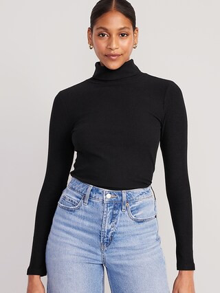 Fitted Plush Rib-Knit Turtleneck for Women | Old Navy (US)