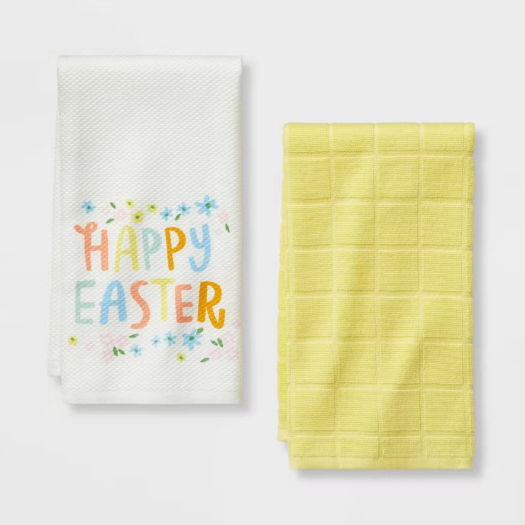 2pk Cotton Happy Easter Kitchen Towels - Spritz™ | Target