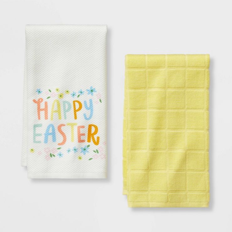 2pk Cotton Happy Easter Kitchen Towels - Spritz™ | Target