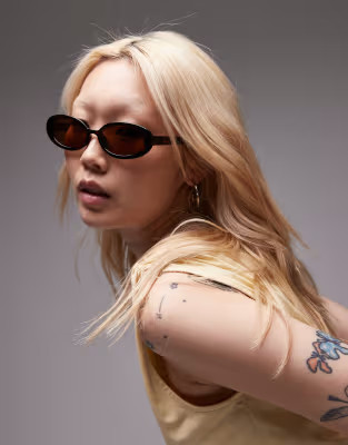 Topshop Kos oval sunglasses in brown tort | ASOS | ASOS (Global)