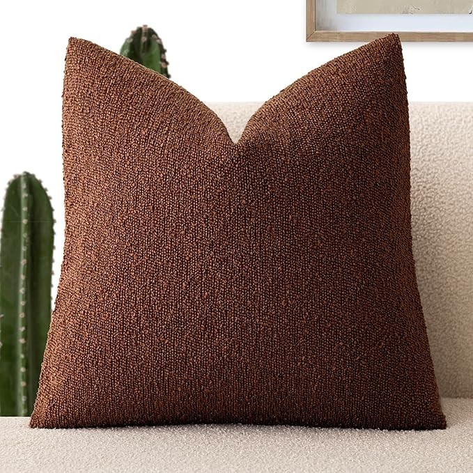 Foindtower Decorative Textured Boucle Throw Pillow Covers Accent Solid Pillow Cases Neutral Soft ... | Amazon (US)