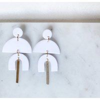 Katalina in White | Polymer Clay Earrings, Handmade Modern Jewelry | Etsy (US)