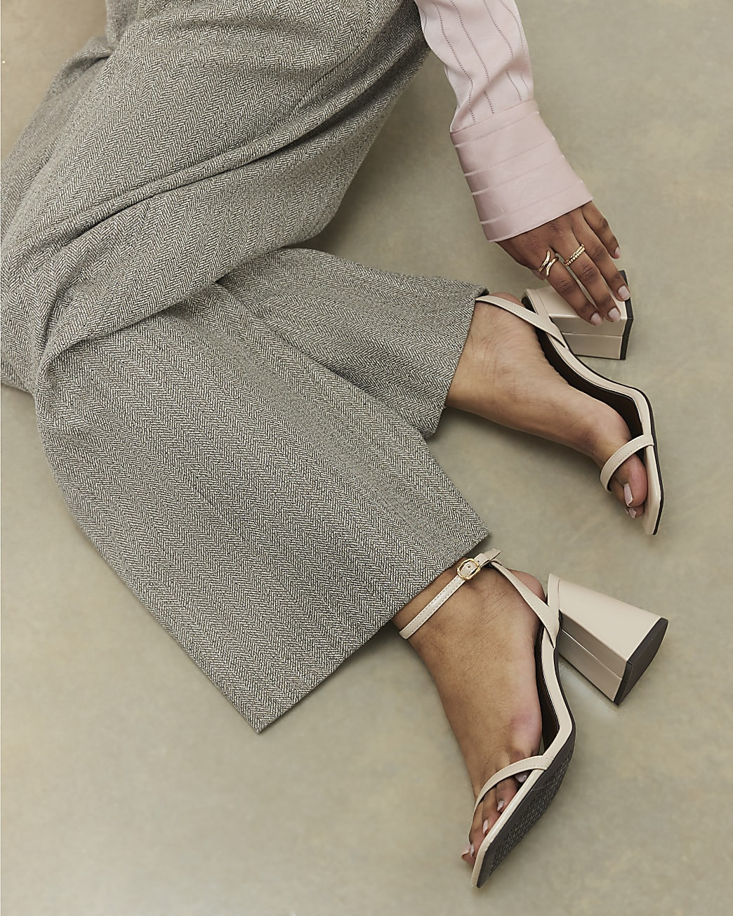 Cream Strappy Block Heel Sandals | River Island UK & IE