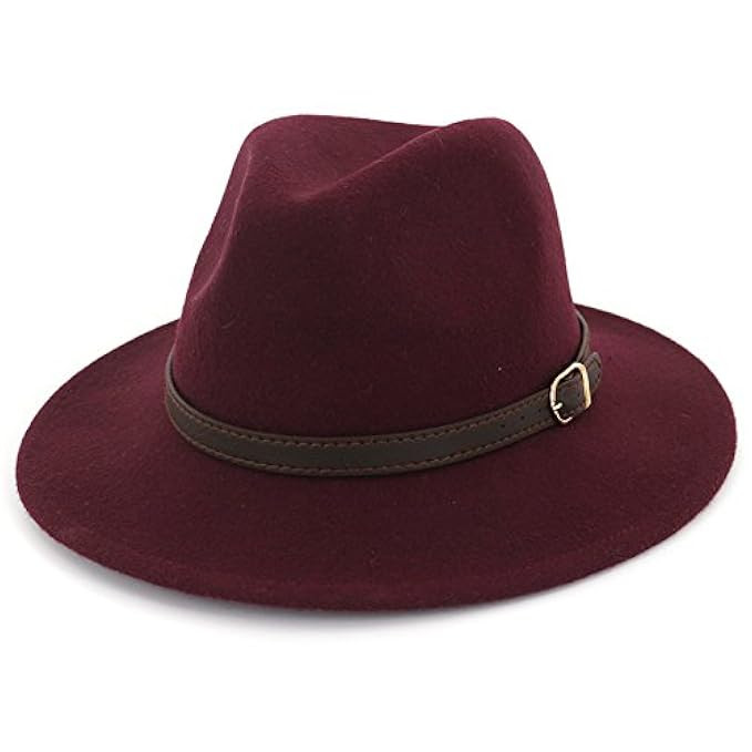 Lisianthus Women's 100% Wool Fedora Panama Hat Wide Brim with Belt | Amazon (US)