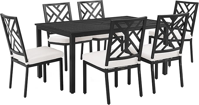 Crosley Furniture Locke 7-Piece Outdoor Dining Set for 6, Patio Table and Chairs for Backyard, De... | Amazon (US)
