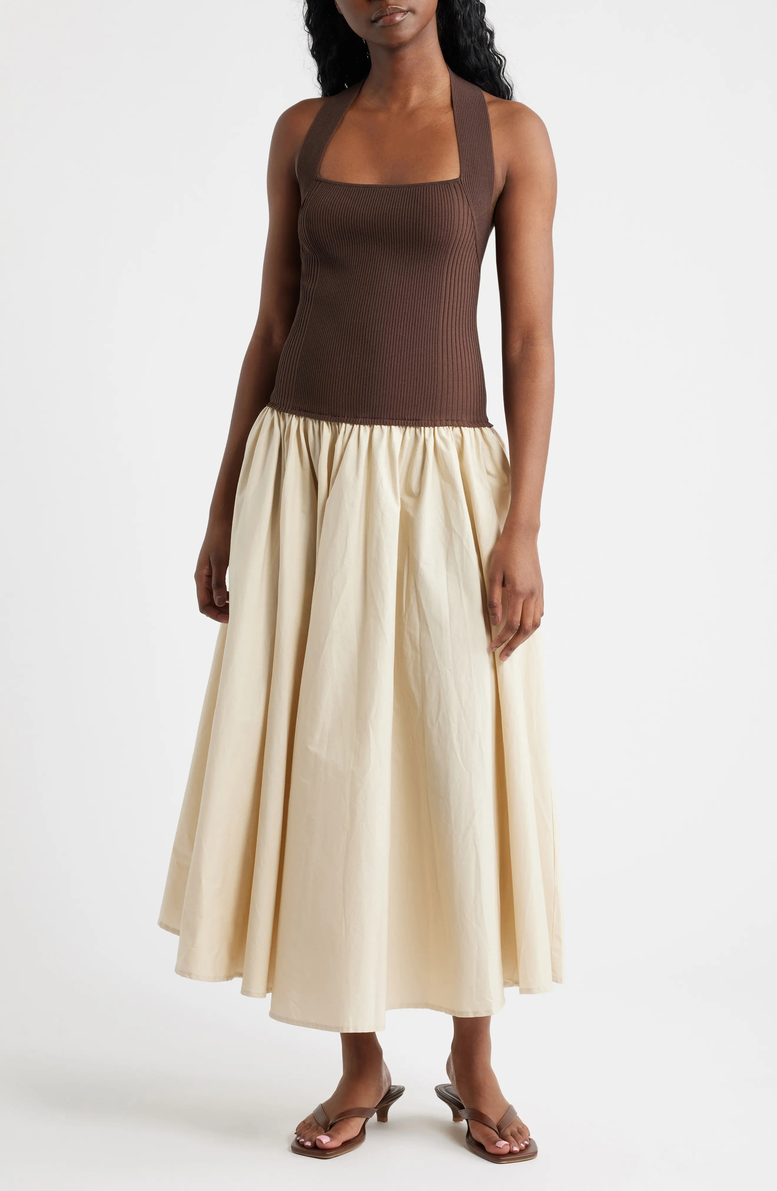 Lucy Paris Sevilla Mixed Media Halter Maxi Dress (Women) | Nordstrom | Nordstrom