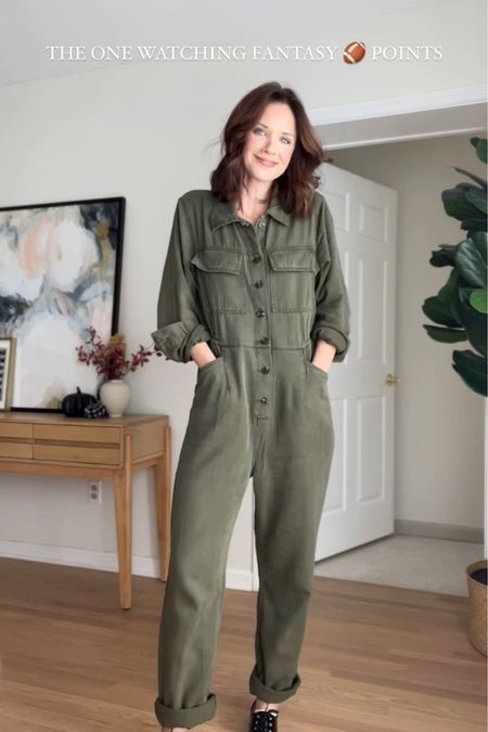 Green jumpsuit : wearing s / fits loose 

Thanksgiving outfits // thanksgiving outfit idea 

#LTKHoliday #LTKstyletip #LTKSeasonal