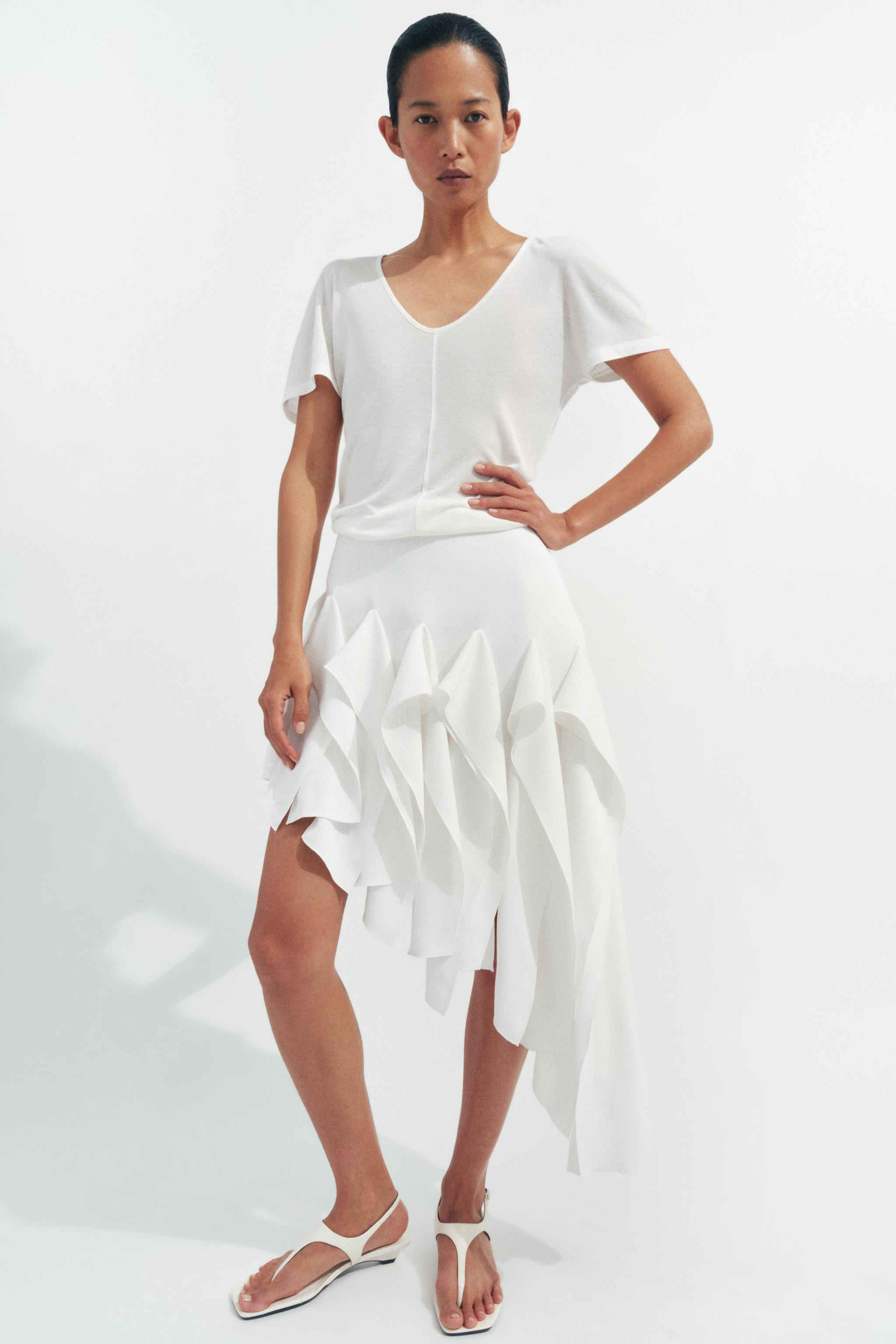 ZW COLLECTION ASYMMETRIC RUFFLED SKIRT | Zara US