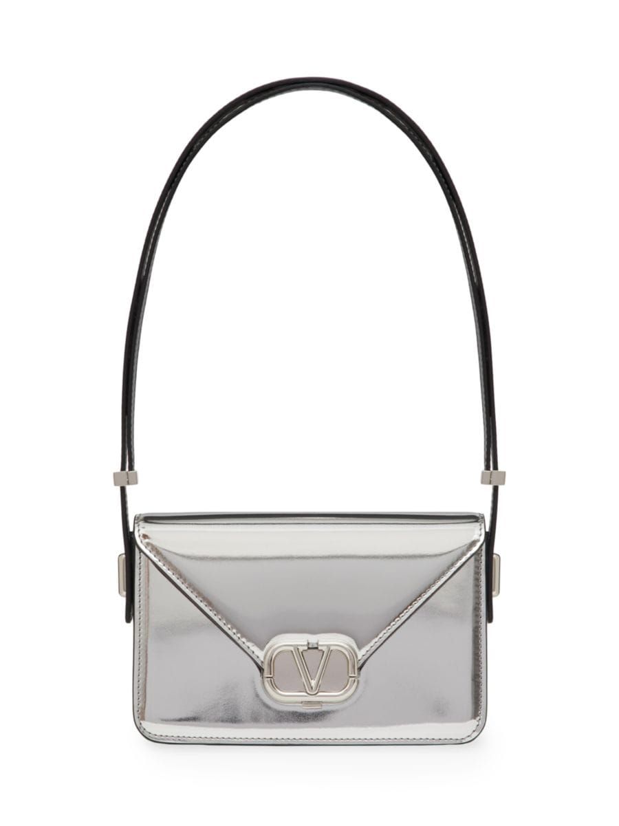 Small Valentino Garavani Shoulder Letter Bag In Mirror-effect Calfskin | Saks Fifth Avenue