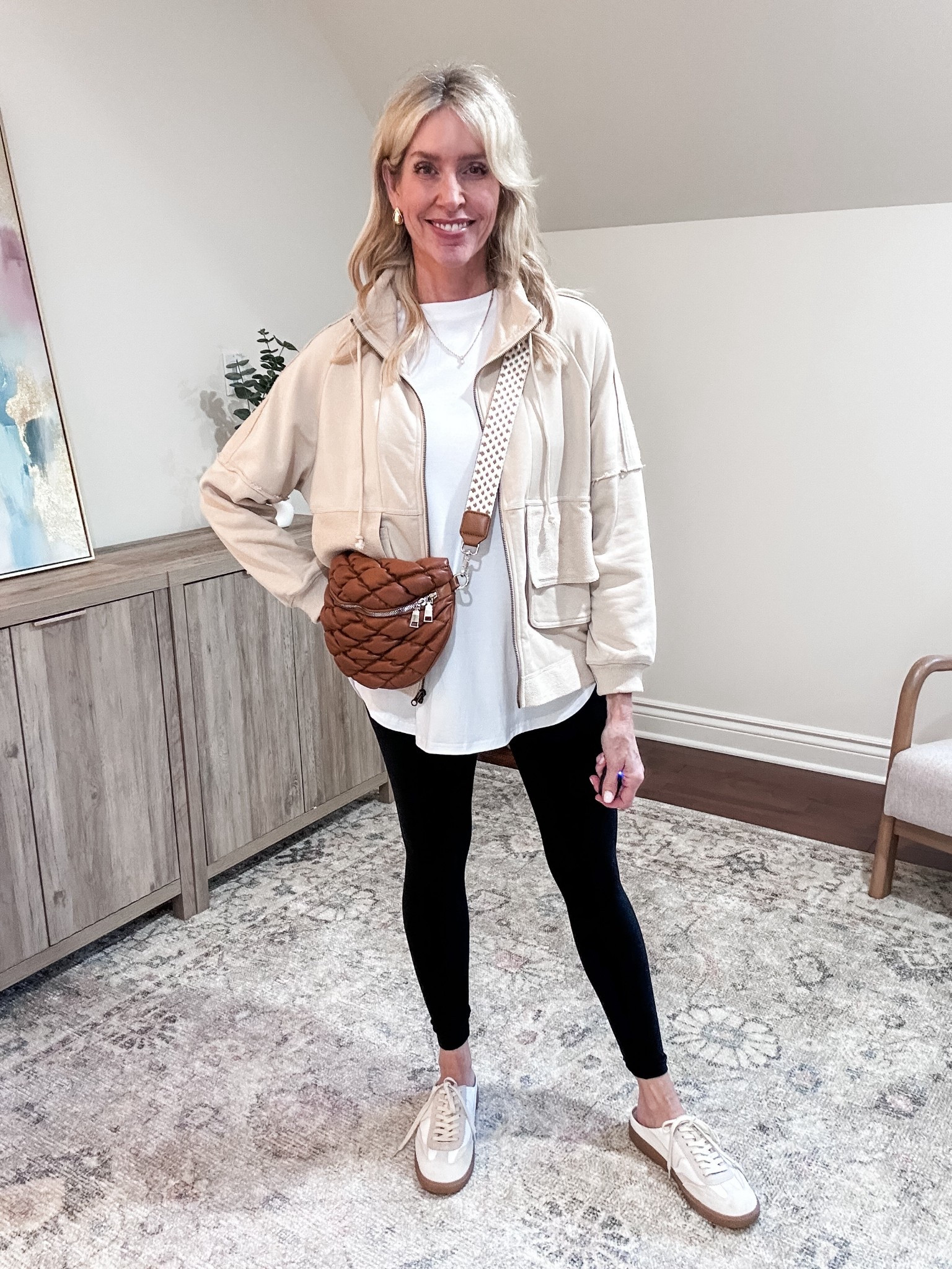 Wear neutrals with leggings! Easy and comfy but still looks put together. 

#LTKStyleTip #LTKFindsUnder50 #LTKOver40