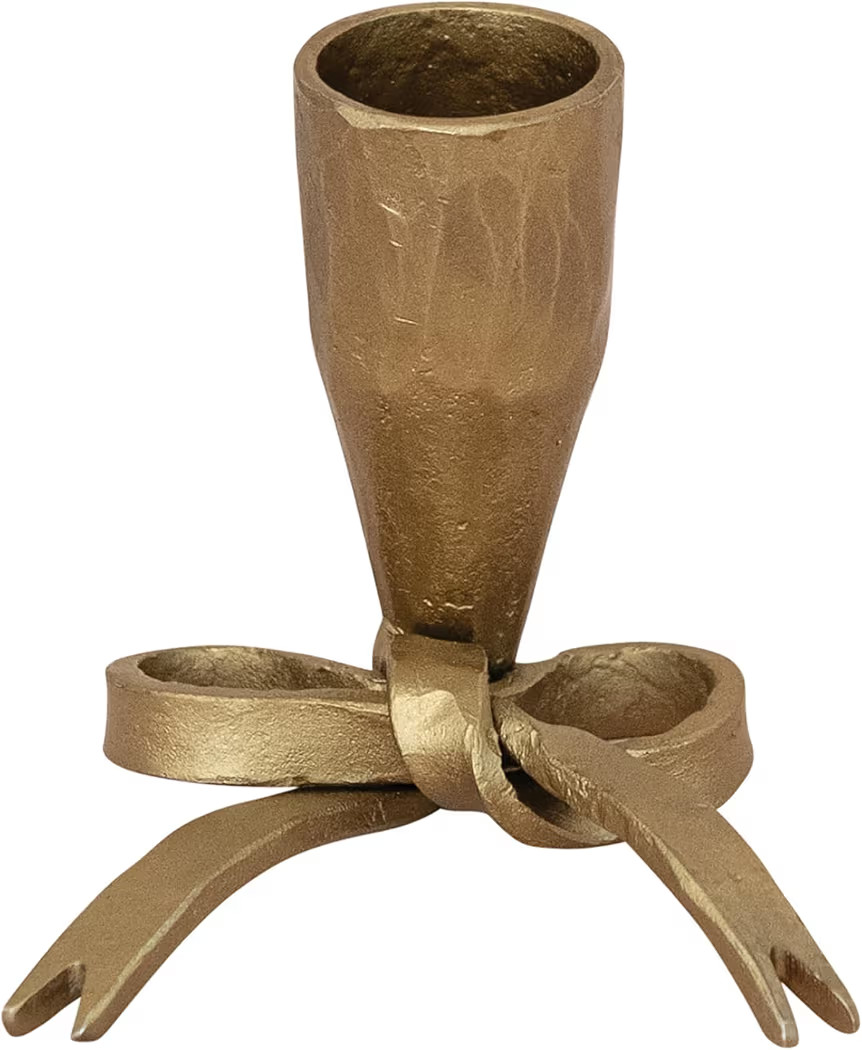 Creative Co-Op Hand-Forged Metal Bow Shaped Taper Holder, Antique Gold Finish | Amazon (US)