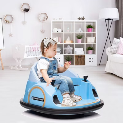 12V Kids Ride On Bumper Car Electric Bumping Car Battery Powered Ride On Toy with Remote Control, Battery Display, 360°Spin,LED Lights, Music,Blue | Target