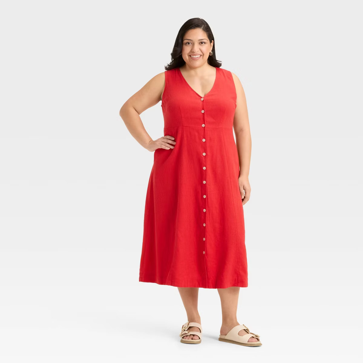 Women's Button-Front Midi A-Line Dress - Universal Thread™ | Target