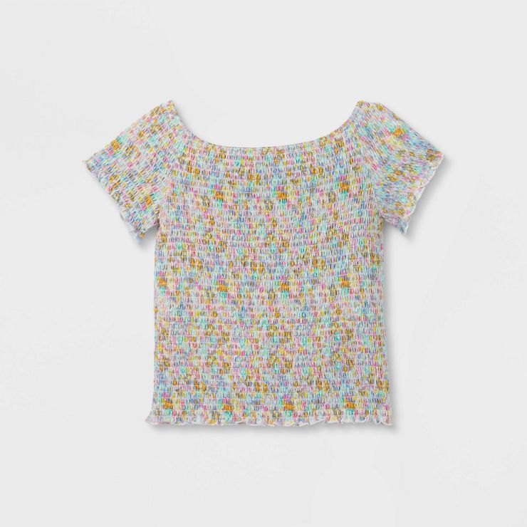Girls' Smocked Short Sleeve T-Shirt - art class™ | Target