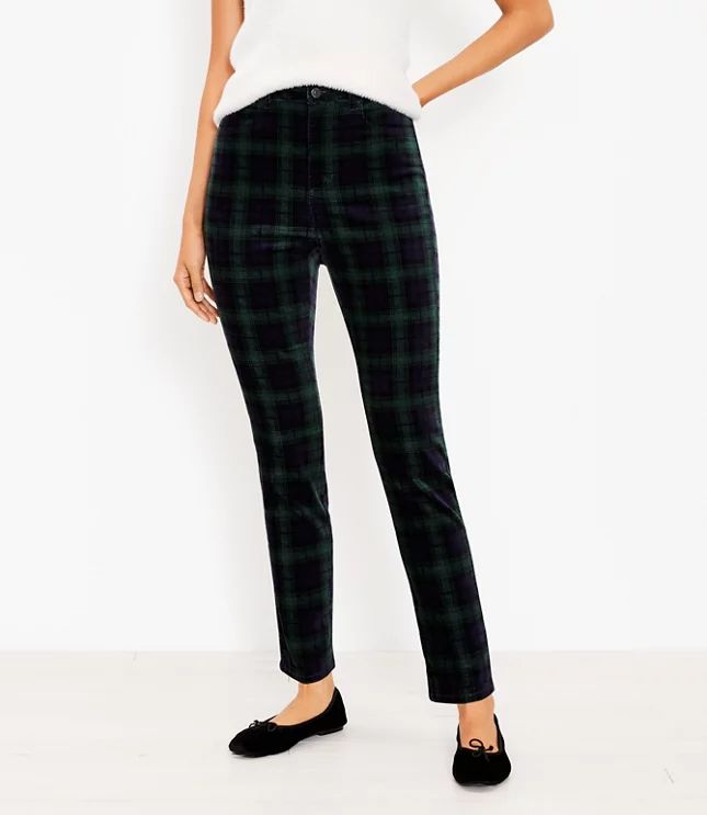 Plaid Velvet Skinny Pants | LOFT