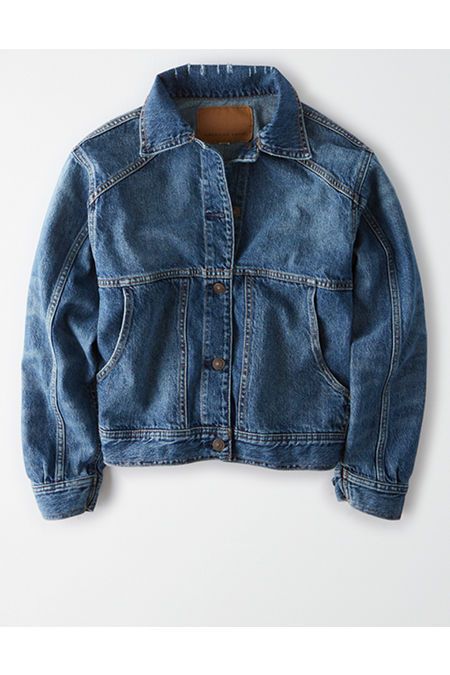 AE Boyfriend Denim Jacket Women's Medium Wash XS | American Eagle Outfitters (US & CA)