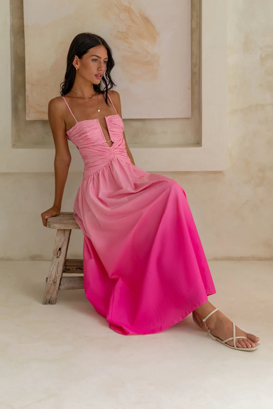 Caramel Latte Maxi Dress Pink | Fortunate One