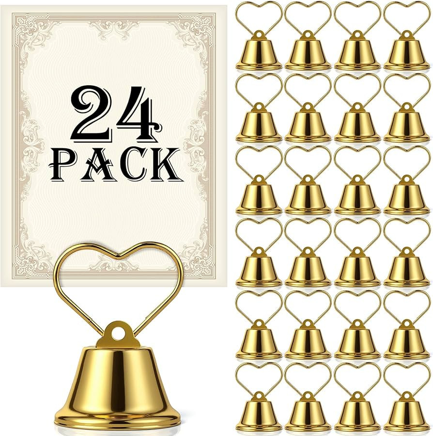 24 Pcs Table Number Holders Place Card Holders for Table 2 Inch Ring Clip Bell Number Holder Meta... | Amazon (US)