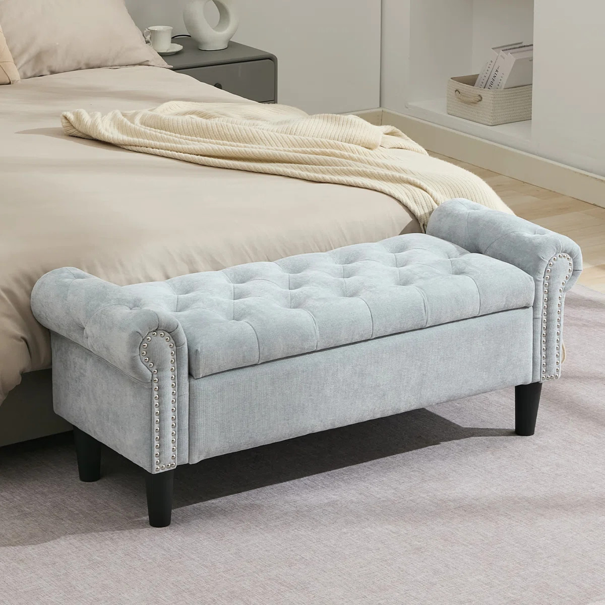 Elisama 50" Chenille Upholstered Tufted Storage Bench | Wayfair North America
