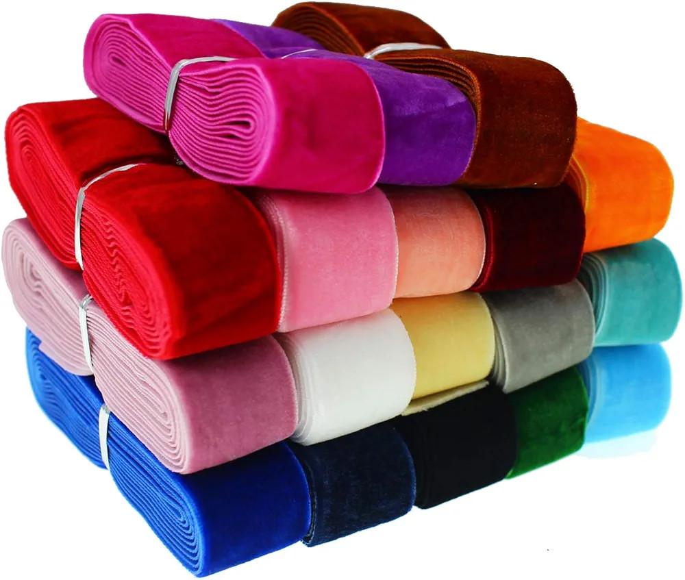 36 Yards 1" inch Assortment Velvet Ribbon Single Face Chocker Ribbon for Package Wrapping, Hair B... | Amazon (US)