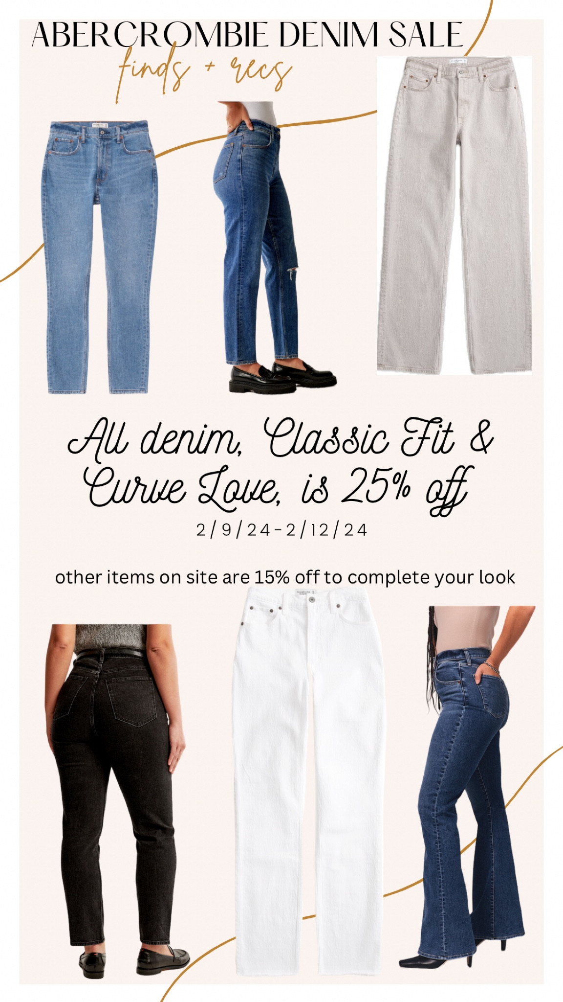 Abercrombie Denim Sale is ON! All Jeans, both Classic Fit & Curve Love are 25% off now through 2/12, with other items on the site at 15% off to help you complete your new look! Abercrombie denim is so well known and loved, so grab you a pair (or two or three) because this sale only happens twice a year!

#LTKstyletip #LTKsalealert #LTKfindsunder100