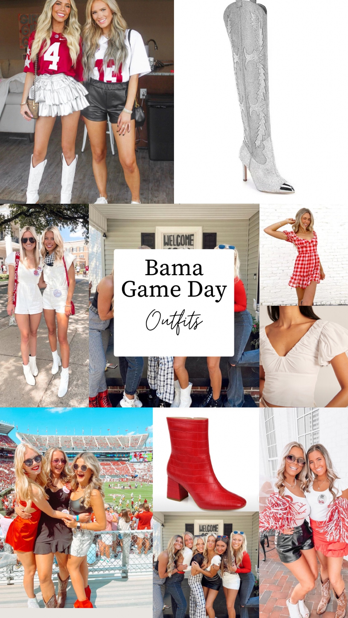 Alabama Game day outfits!



Bama game day outfits, football outfits, Alabama game day, sec football, sorority girls football game outfits, red football outfit, red game day outfits, red boots, sparkly cowboy boots, white and red outfits, red black and leather outfits, phi mu game day outfits, alpha gam game day outfits, fall football, 

#LTKstyletip #LTKBacktoSchool #LTKSeasonal