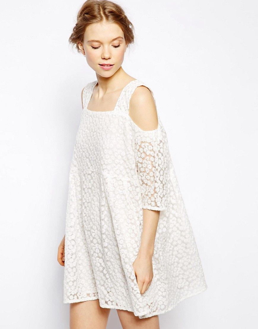 Little White Lies Off Shoulder Smock Dress In Daisy Lace | ASOS US