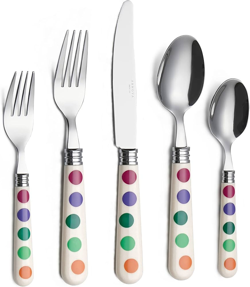 ANNOVA Silverware Set 20 Pieces Cutlery Stainless Steel Colorful Fun Handle Flatware Service for ... | Amazon (US)