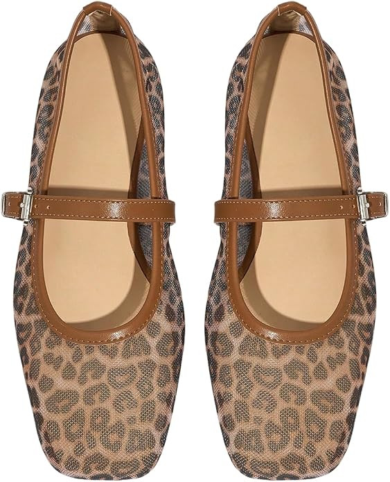 Milumia Summer Leopard Mesh Ballet Flats for Women Comfortable Dressy Work | Amazon (US)