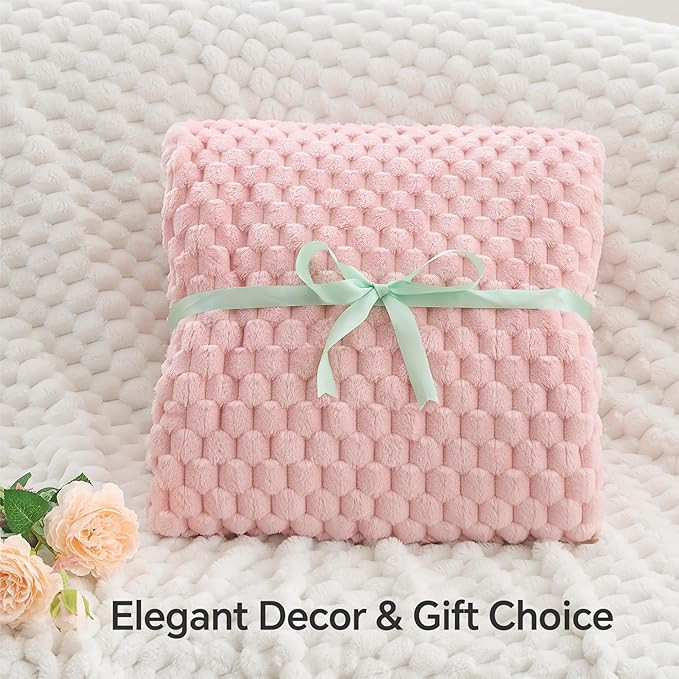 BEDELITE Fleece Blanket - 3D Jacquard Decorative Pink Throw Blankets for Couch & Bed, Soft and Co... | Amazon (US)